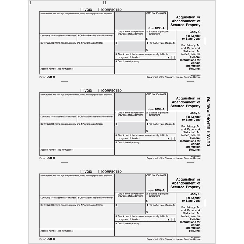 Laser 1099 A Acquisition Abandonment Of Secured Property Lender Or State Copy C Bradford Business Checks Laser 1099 A Acquisition Abandonment Of Secured Property Lender Or State Copy C Bradford Business Checks